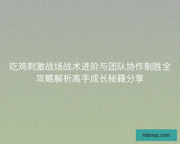 吃鸡刺激战场战术进阶与团队协作制胜全攻略解析高手成长秘籍分享