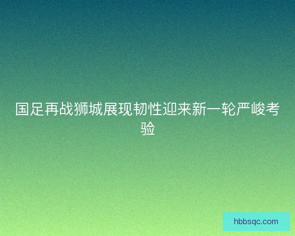 国足再战狮城展现韧性迎来新一轮严峻考验
