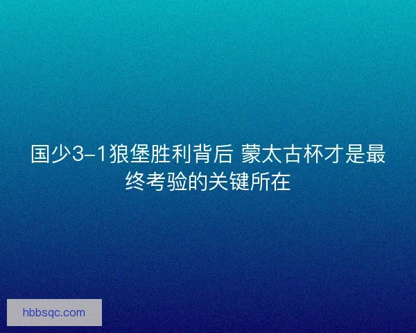 国少3-1狼堡胜利背后 蒙太古杯才是最终考验的关键所在