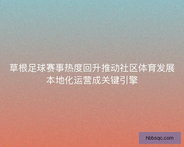 草根足球赛事热度回升推动社区体育发展本地化运营成关键引擎